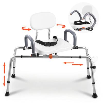 VEVOR - Sliding Shower Chair, 400 lbs Tub Transfer Bench for Bathtub with Swivel Seat, Shower Bench with Pivoting Arms
