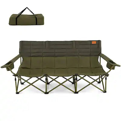 Costway - Oversized 3 Person Camping Chair Portable Folding Camp Couch with Adjustable Armrests
