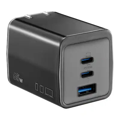 Insignia™ - 65W 3-Port USB-C/USB Wall Charger for Smartphones, Tablets and More