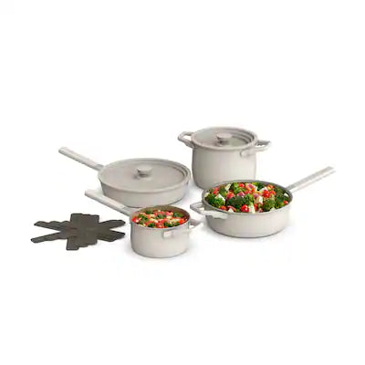 Bella - Fits-anywhere Kitchenware: 9-Piece Store More Ceramic Nonstick Cookware Set