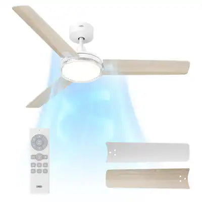 DREO - 52 in. White Downrod Mount Standard Ceiling Fan with Integrated LED Light and Remote Included