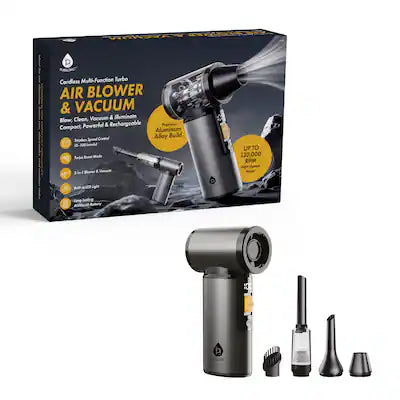 Pursonic - Cordless Multi-Function Turbo Air Blower & Vacuum With 130,000 RPM for Fast & Deep Cleaning