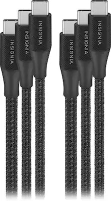 Insignia™ - 4' / 6' / 10' USB-C to USB-C Braided Charge-and-Sync Cables (3-Pack)