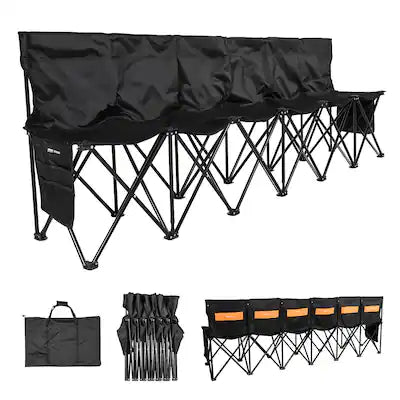 VEVOR - Portable Folding Bench, 6 Seat Soccer Bench with Multiple Storage Pockets & Carrying Bag, Lightweight Sideline Seating