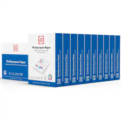 TruRed - TRU RED™ 8.5" x 11" Multipurpose Paper, 20 lbs., 96 Brightness, 500 Sheets/Ream, 10 Reams/Carton (TR56962)