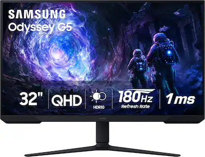 Samsung - 32" Odyssey G51F QHD 180Hz 1ms AMD FreeSync Gaming Monitor with HDR10 (DisplayPort, HDMI)