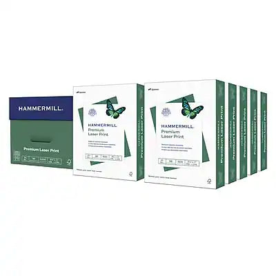 Hammermill - Premium 8.5" x 11" Laser Paper, 24 lbs., 98 Brightness, 5000 Sheets/Carton