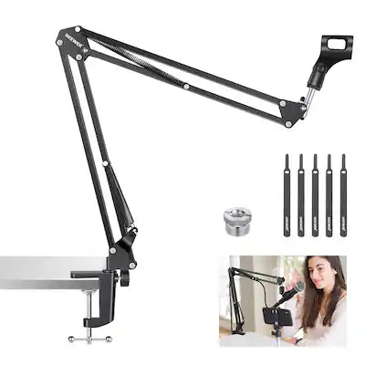 Neewer - Suspension Boom Mic Arm Stand - Desk Mount with Adapters for Blue Yeti, Snowball & More Mics