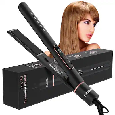 NEXPURE - 1 Inch Flat Iron 2 in 1 Hair Straightener Curling Iron Fast Heat Ceramic Plates Dual Voltage
