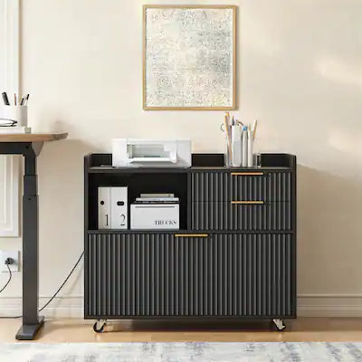 Anysun - Mobile Office File Cabinet with Charging Station & Multi Drawers, Open Storage Compartment, for Home & Office Use