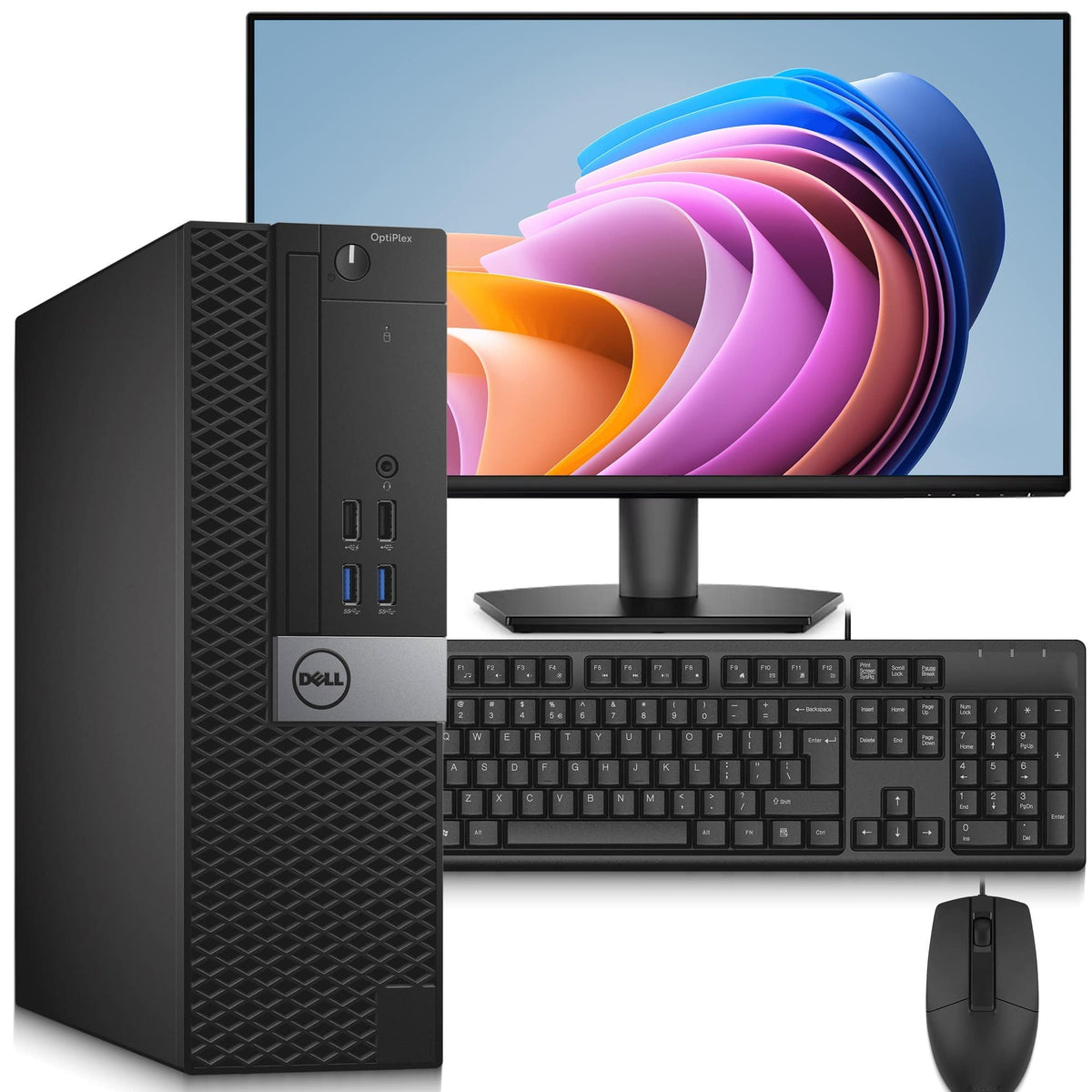 Dell - Refurbished Excellent - OptiPlex SFF Desktop PC | Intel i5-6th 3.2GHz | 16GB DDR4 RAM | 500GB HDD | 24" LED | KB & Mouse | Wi-Fi | Win11 - Black