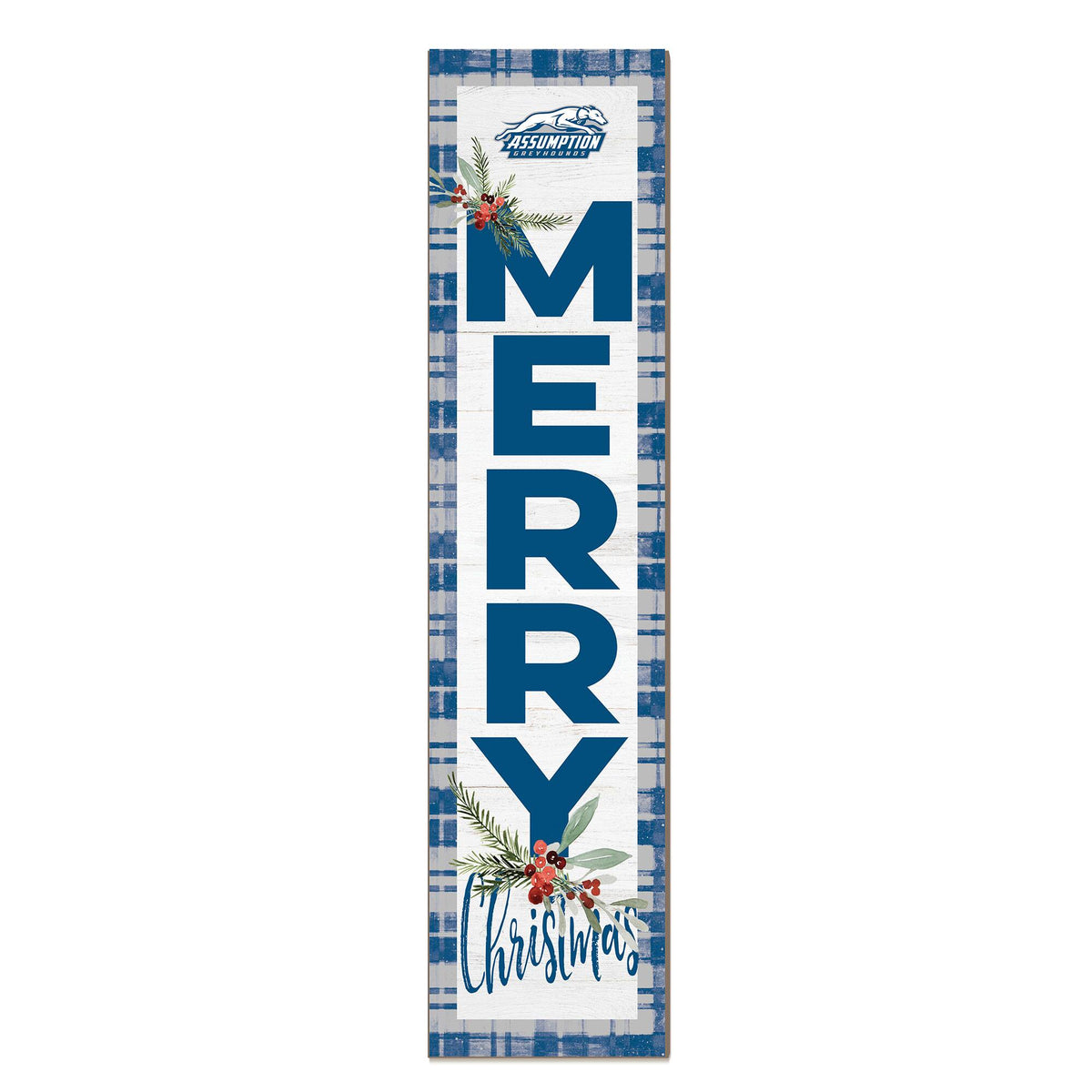 Jardine - Assumption Greyhounds 12'' x 48'' Outdoor Merry Christmas Leaner - White