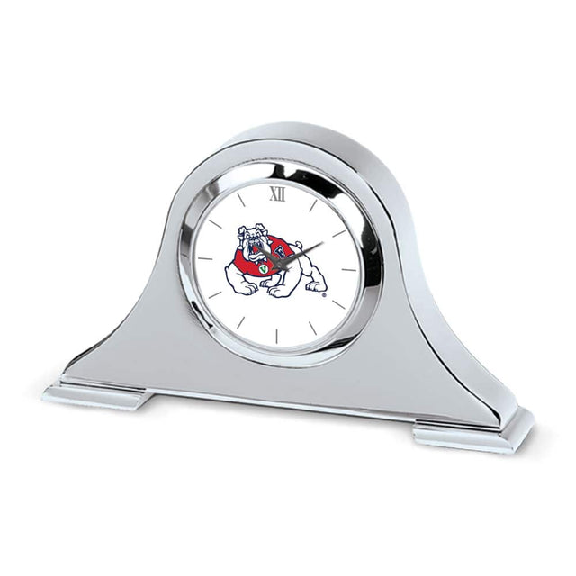Front. Jardine - Fresno State Bulldogs Primary Team Logo Napoleon Desk Clock - Silver.