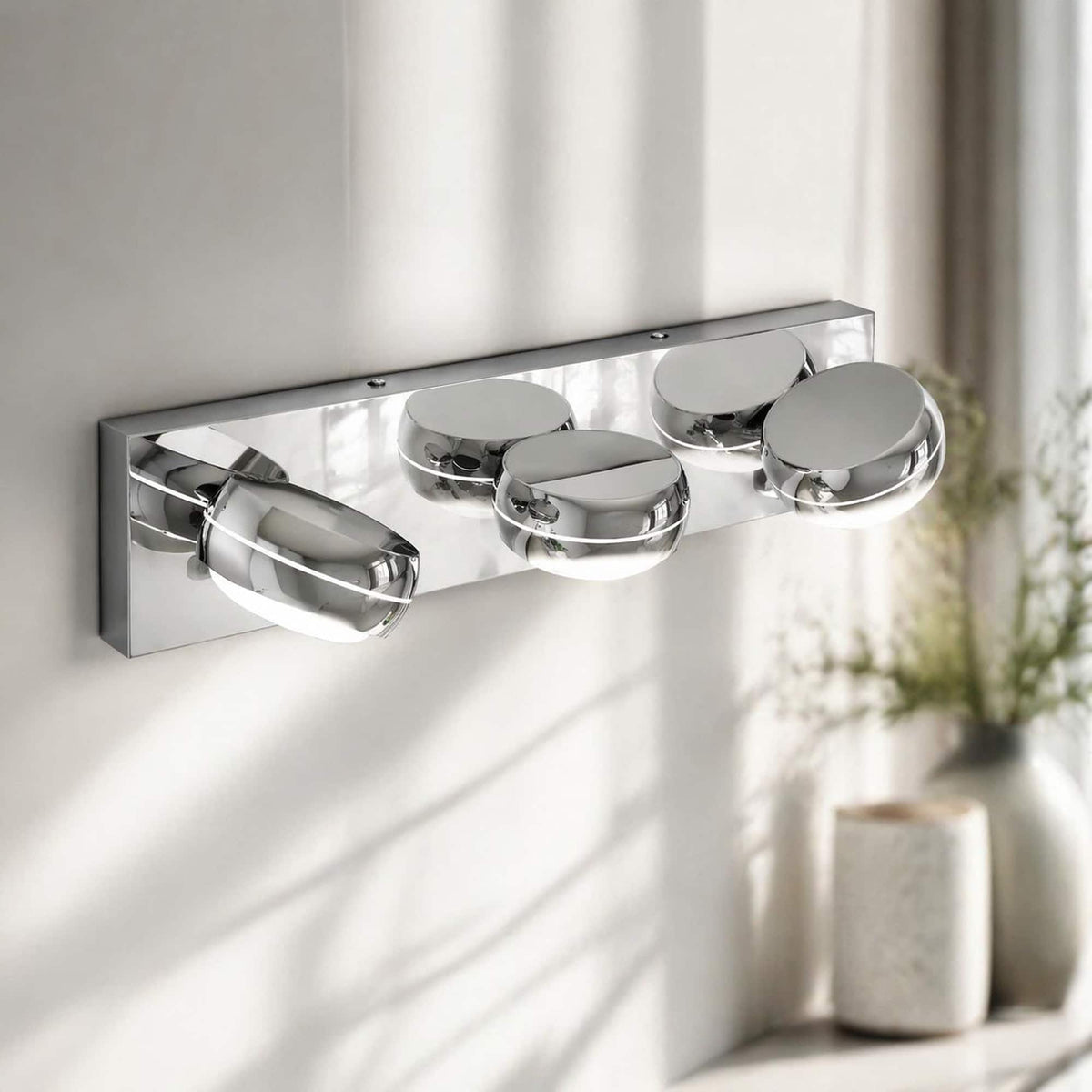 RYHNUYNE - 20 " LED Vanity Light, 3‑Light Bathroom Light Fixture Over Mirror,Wall Mount Mirror Lighting for Bathroom - Chrome
