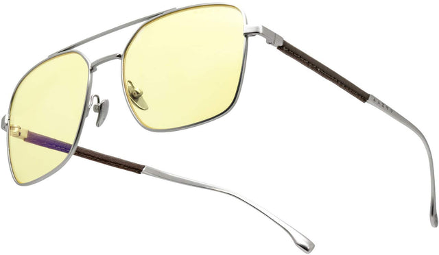 Front. GUNNAR - Witcher White Wolf Computer Glasses with Blue Light Reduction, Amber Lenses - Steel/Umber.