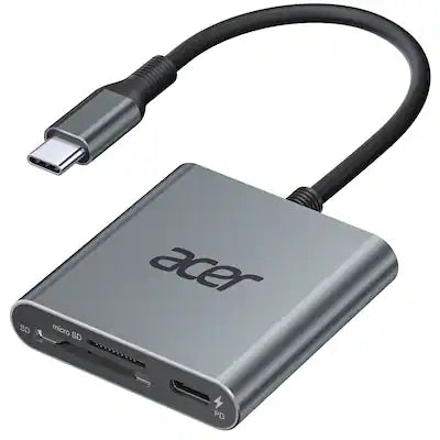 Acer - SD 4.0 & UHS-II Micro SD Card Reader, Type C Memory Card Adapter with 100W PD Port for iPhone 17/16, Laptop, MacBook