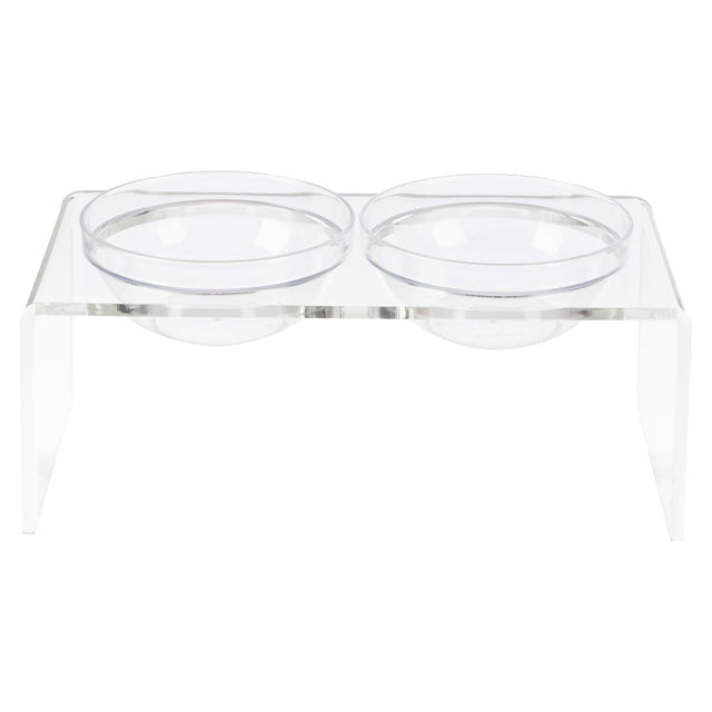 Front. PetMaker - Elevated Dog and Cat Bowls Set - 7.1in Tall Acrylic Dog Bowl Stand - Clear.