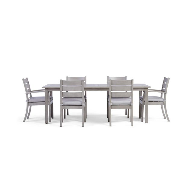 Front. Yardbird® - Eden 7 Piece Rectangular Dining Set - Silver.