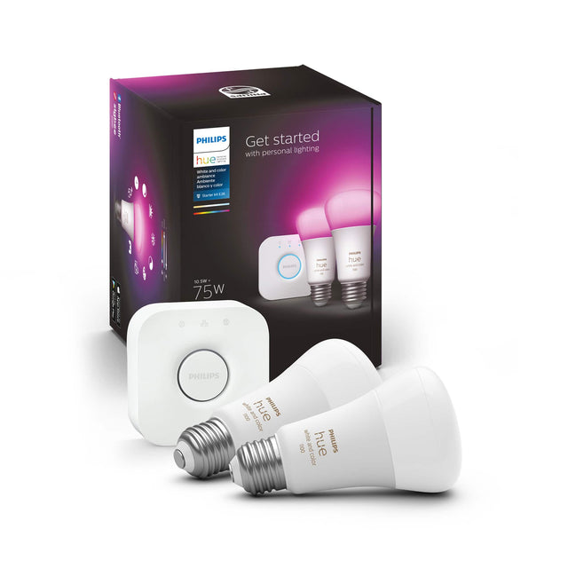 SanI: | Get started with personal lighting | hue and ambiance | Men colar Starter Kit | 75W | 100 and hue | color white | PHILIPS | 100 and hue | color white | PHILIPS | 100 and hue | color white | PHILIPS