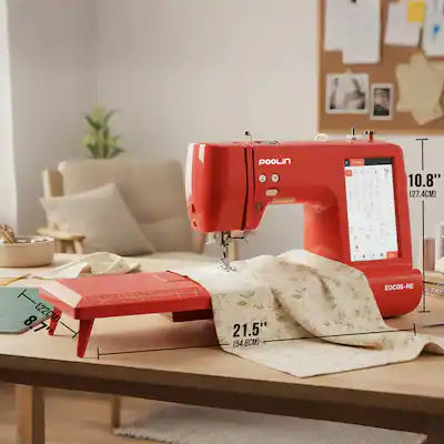 Poolin - EOC05-RE 2in1 Sewing & Embroidery Machine Computer 9.2x4" Area 7" Touchscreen Wifi for Sidework