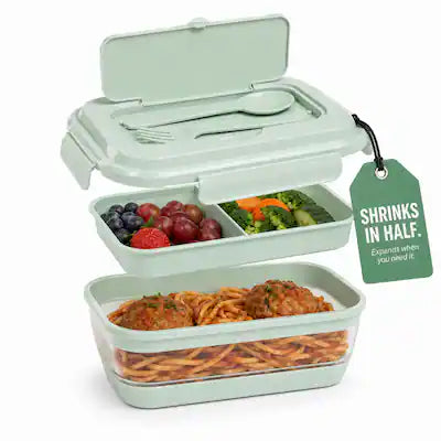 CHEFSPOT - Collapsible Bento Lunch Box 41 oz with Utensils, Silicone, Leak-Proof