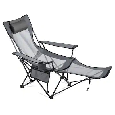 VEVOR - Reclining Camping Chair, 4 Adjustable Positions, Portable Folding Lounger for Adults, Mesh Beach Chair with Headrest