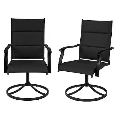 Gymax - Padded Patio Swivel Chairs Set of 2 Ergonomic Outdoor Dining Chairs w/High Back
