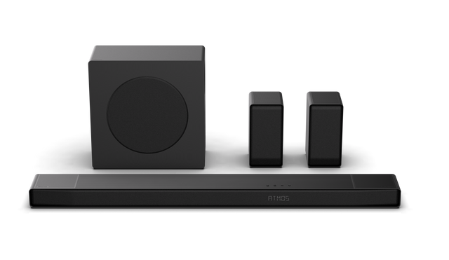 Front. Hisense - AX5140Q 5.1.4 Channel Soundbar with Wireless Subwoofer and Rear Speakers, Hi-Concerto, Dolby Atmos, and DTS: X - Black - Black.