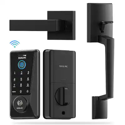 DESLOC - D110 Plus WiFi Smart Door Lock with Handle, Smart Keypad Deadbolt with APP Control and Fingerprint for Front Door