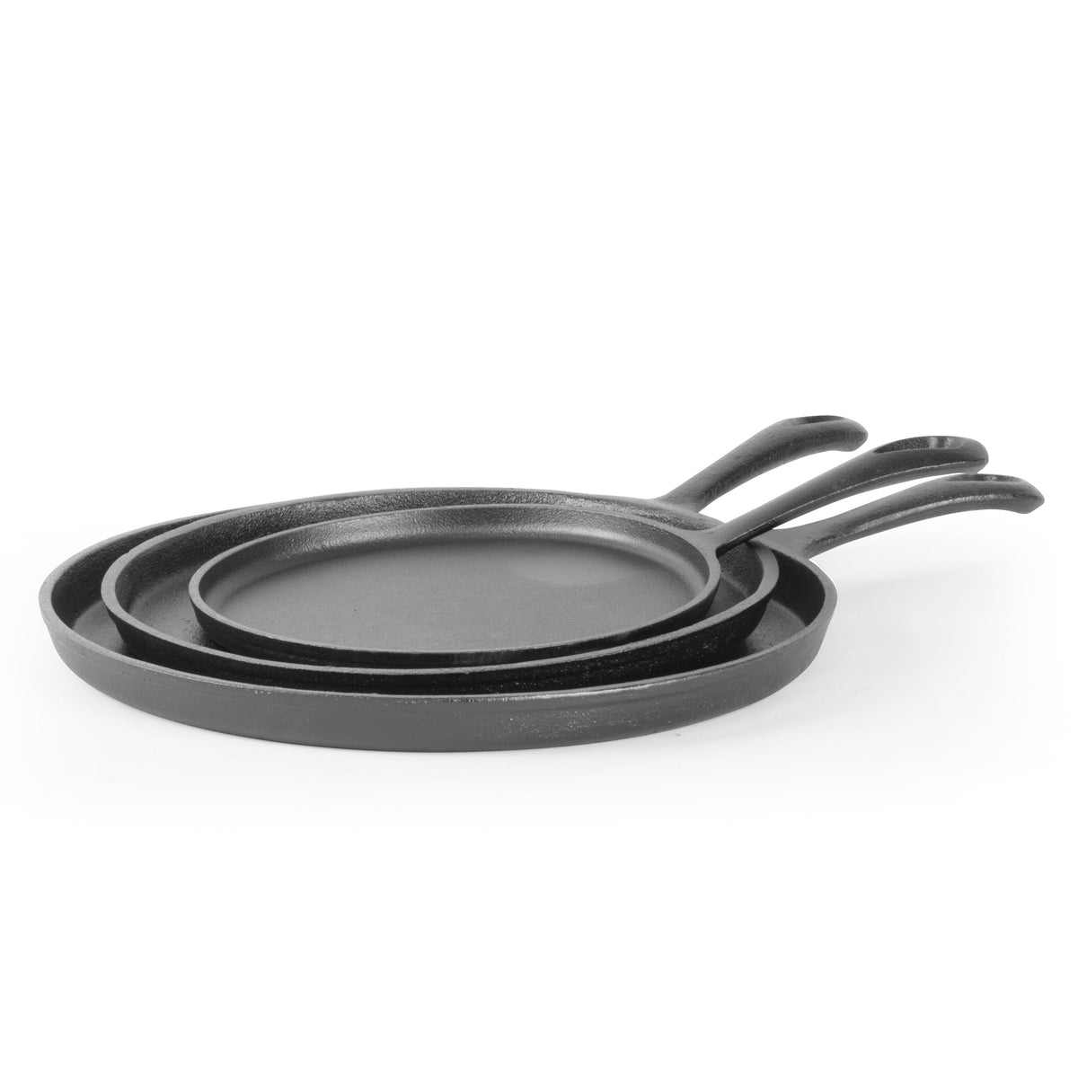 Commercial Chef - Cast Iron 3-Piece Griddle Set - Black