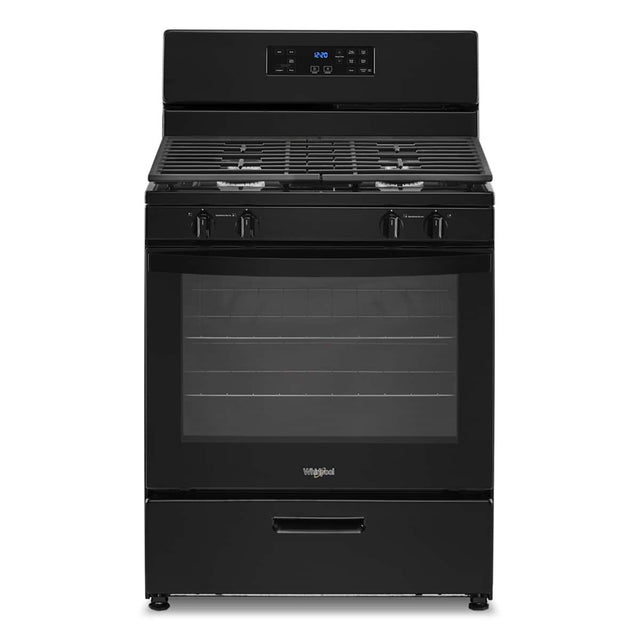 Front. Whirlpool - 30 in. Wide 4 burners 5.1 cu. ft. Freestanding Gas Range with Broiler Drawer - Black.