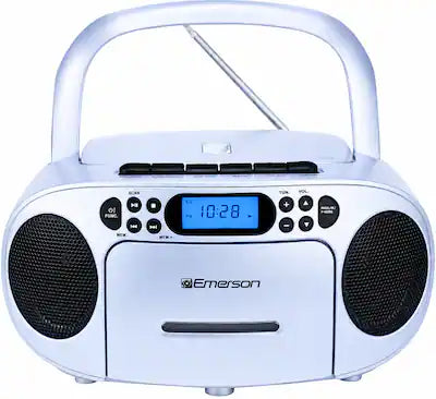 Emerson - Portable CD Player Boombox with Cassette Player Combo, Tape Recorder, AM/FM Radio, AUX Input, (EPB-3003 LTB)