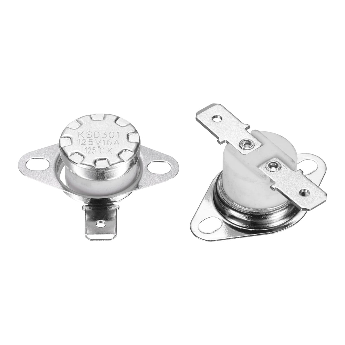 Unique Bargains - 2pcs KSD301 Thermostat 125°C/257°F 16A N.O. Snap Disc Switch for Microwaves/Oven/Coffee - Silver