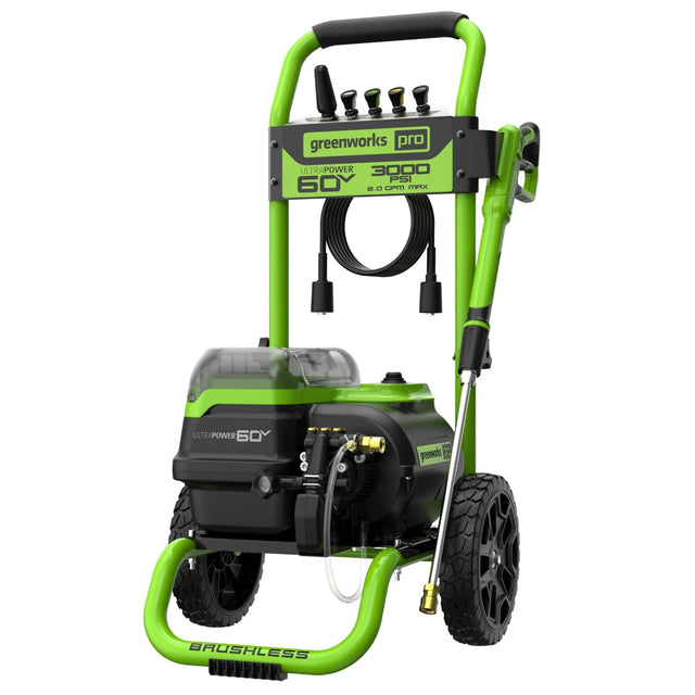 greenworks pro ULTRAPOWER 60V  
3000 PSI  
2.0 GPM MAX  
BRUSHLESS