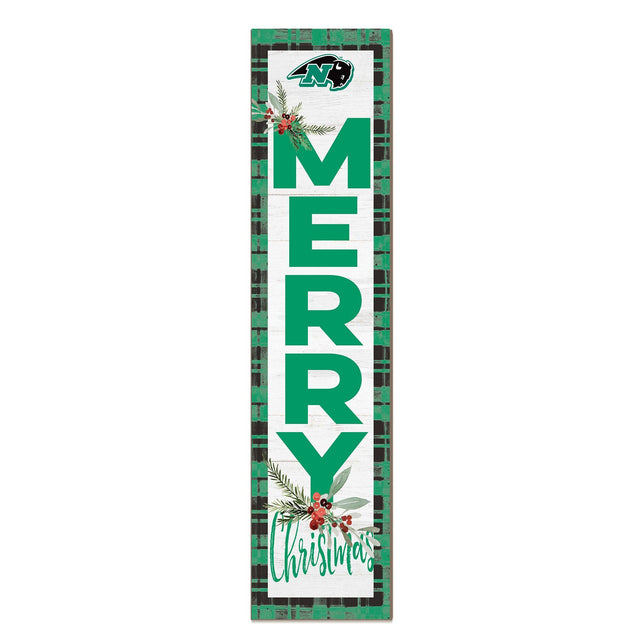 Front. Jardine - Nichols College Bison 12'' x 48'' Outdoor Merry Christmas Leaner - White.