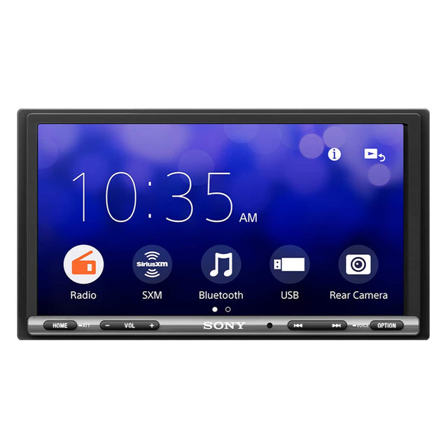 10:35 AM, Radio, SXM, Bluetooth, USB, Rear Camera, HOME, VOL, SONY, VOICE, OPTION