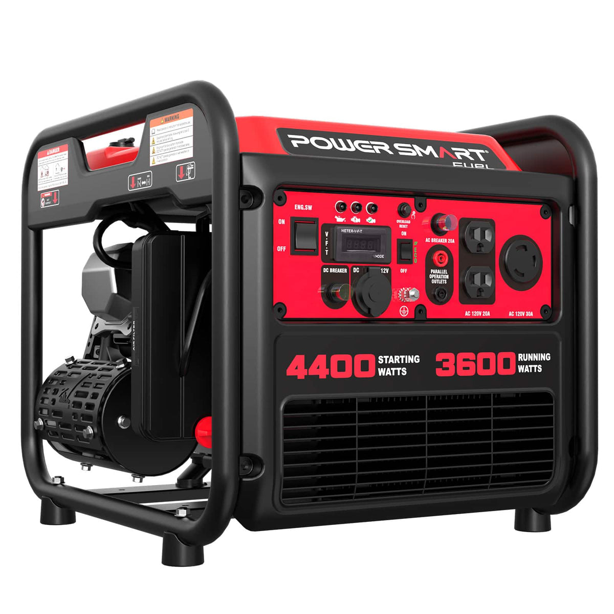 POWERSMART - 4400-Watt Portable Generator with Inverter Technology,30 amp for Home Use and Emergency Backup, 2026 EPA Compliant - Red