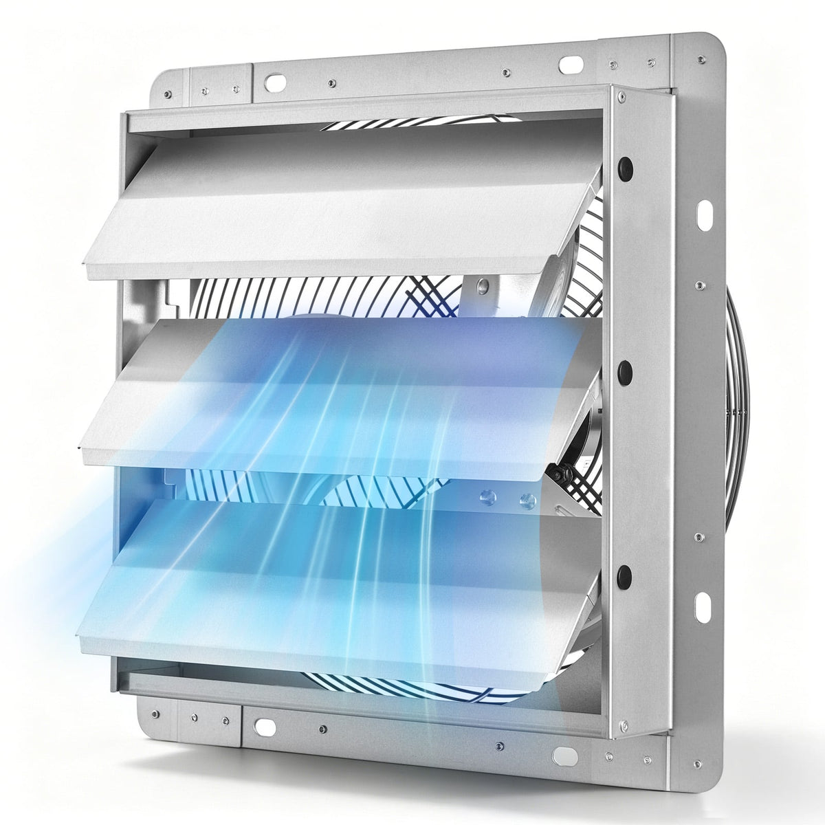 VEVOR - 12 Inch Shutter Exhaust Fan Wall Mounted 1347 CFM Automatic Louvers, Sturdy Steel Housing, Low Noise, AC Motor - Silver