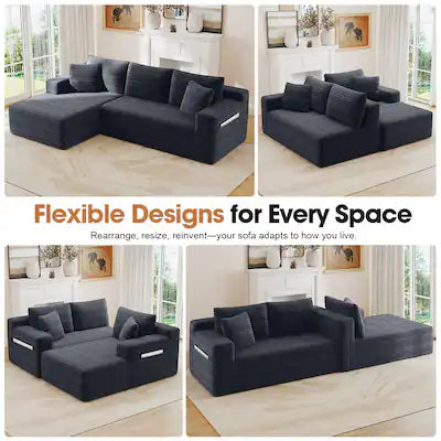 Anysun - 94.5" L-Shape Cloud Modular Sectional Sofa with Left Chaise-Deep-Seat Corner Couch, No Assembly for Living Room&Bedroom
