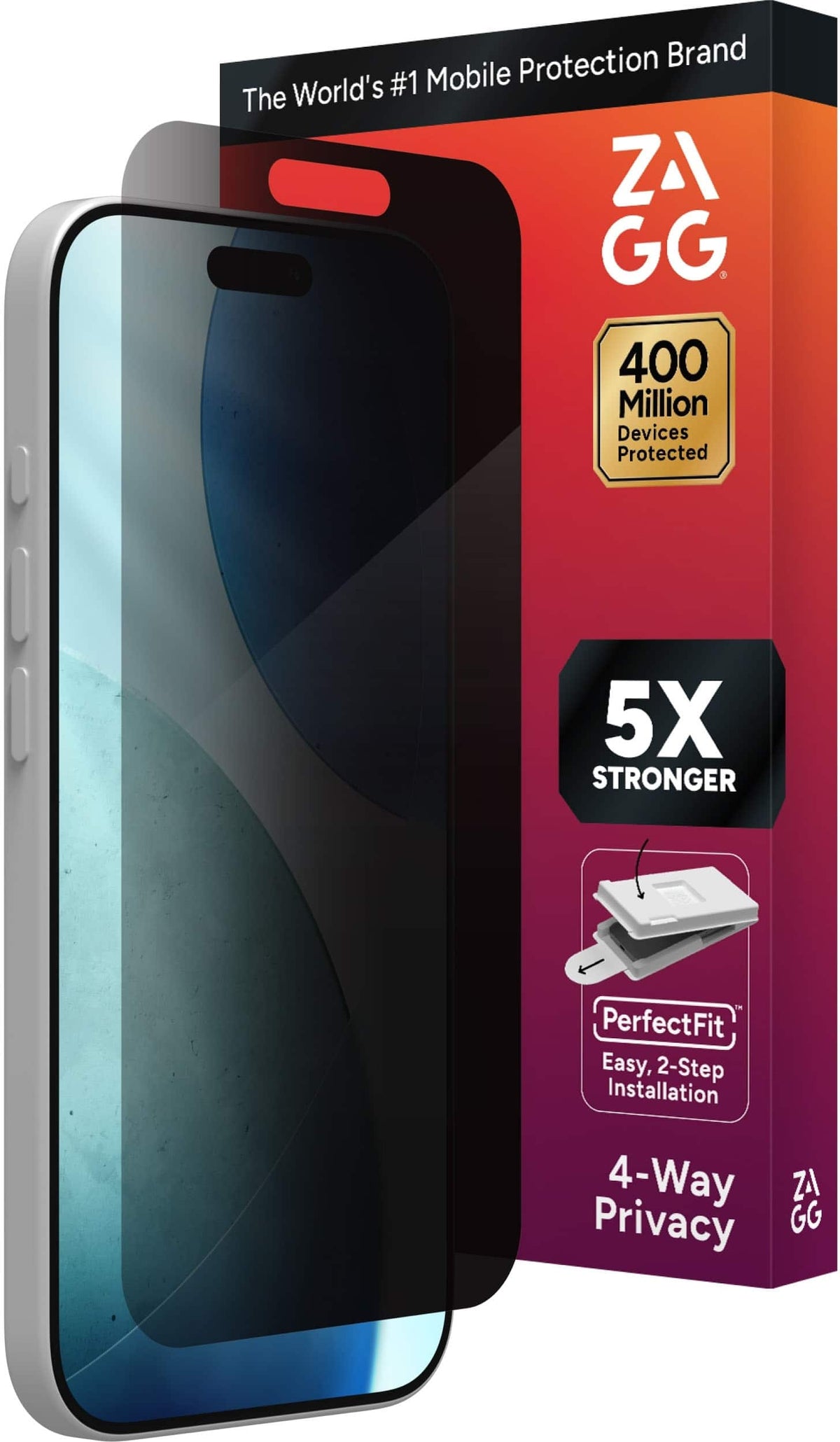 ZAGG - 4-Way Privacy XTR Glass Screen Protector for Apple iPhone 17 - Clear