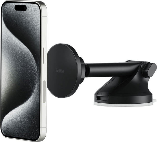 Front. iOttie - iOttie - iTap 3 MagSafe Compatible Dashboard & Windshield Car Mount with Magnetic Adapter Ring - Black.