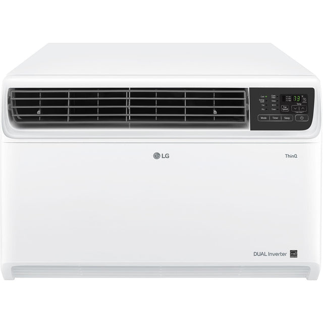 Front. LG - 1,000 Sq. Ft. 18,000 BTU 230V Smart Inverter Window Air Conditioner - White.