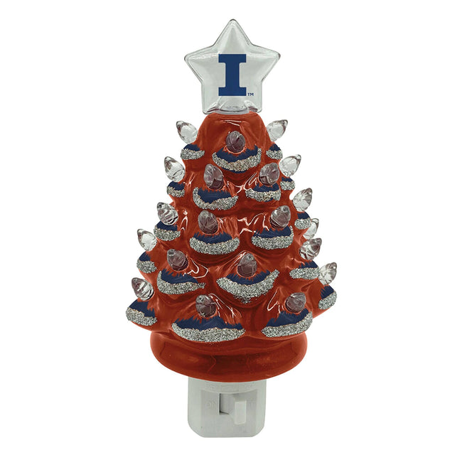 Front. Santa's Workshop - Illinois Fighting Illini 6.5" Tree Night Lite - Orange.