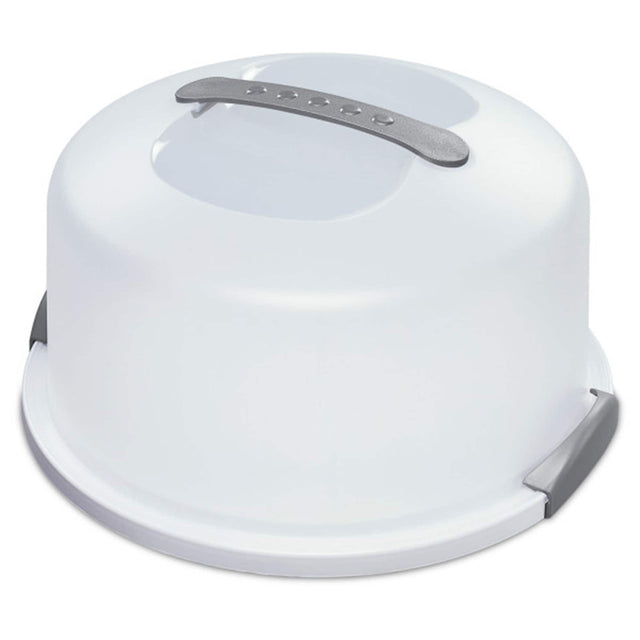 Front. Sterilite - 4 Pack Sterilite 02008004 Portable Latching Cake Server Carrier Keeper w/Handle - White/Clear.