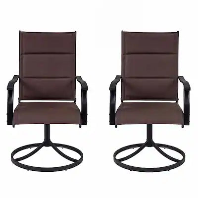 Costway - Padded Patio Swivel Chairs Set of 2, Ergonomic Outdoor Dining Chairs with High Back