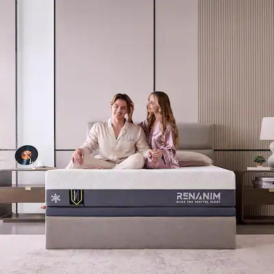 Renanim - Queen 14" Plush Mattress in a Box, Breathable Cooling Gel Memory Foam for Cooler & Deeper Sleep