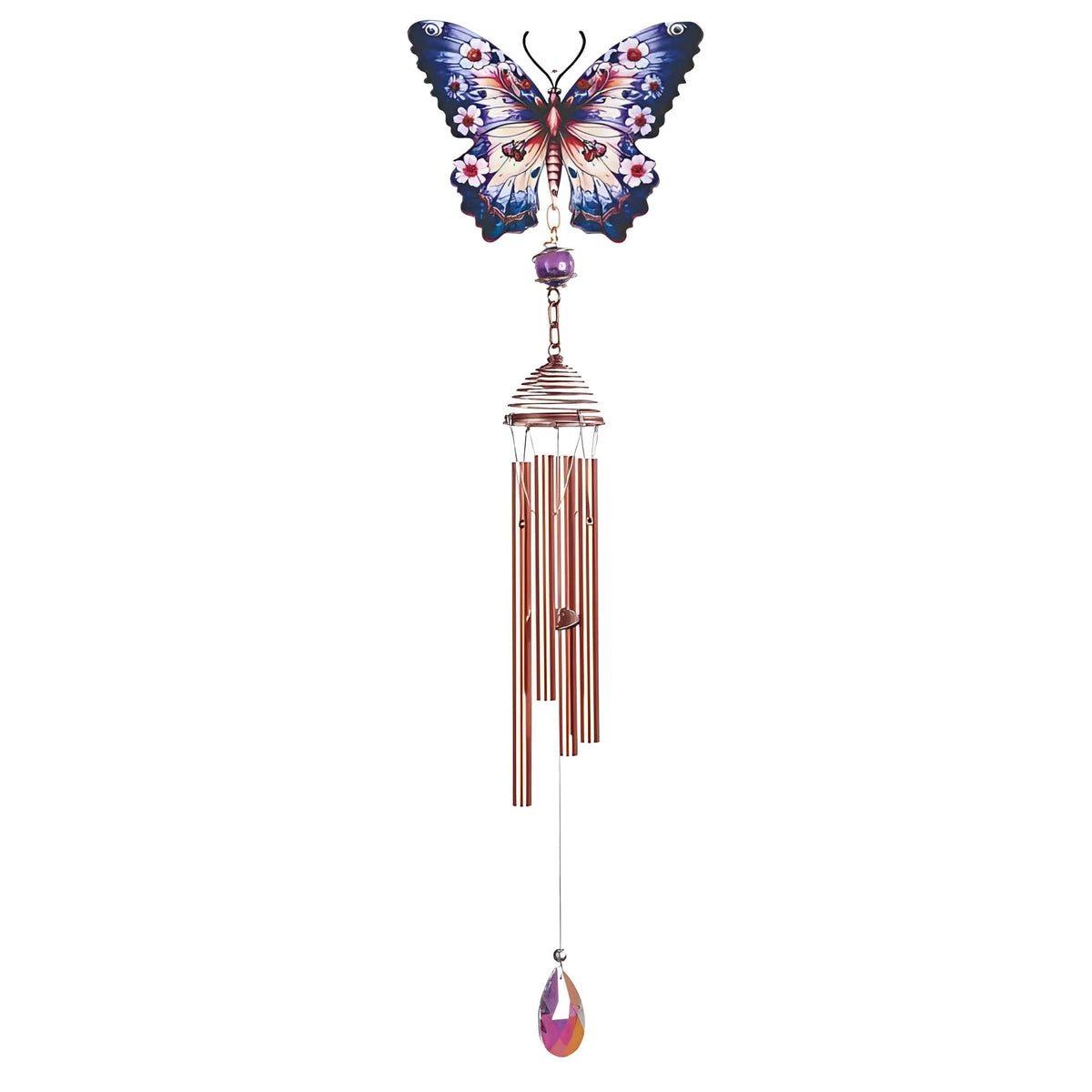 FC Design - 23Long Butterfly-Flower Wind Chime Outdoor Patio or Garden Hanging Wind Chime Decoration