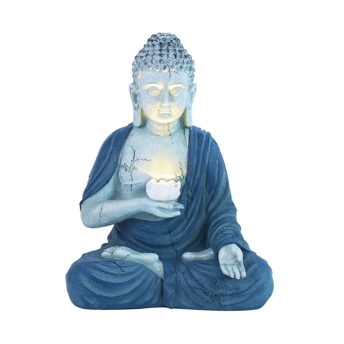 Techko - Outdoor Solar Buddha Lotus Garden Statue with Integrated LED Light