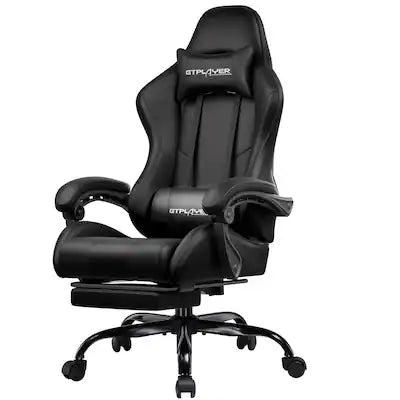 GTPlayer - Gaming Chair Faux Leather Height Adjustable Computer Chair with Footrest and Headrest