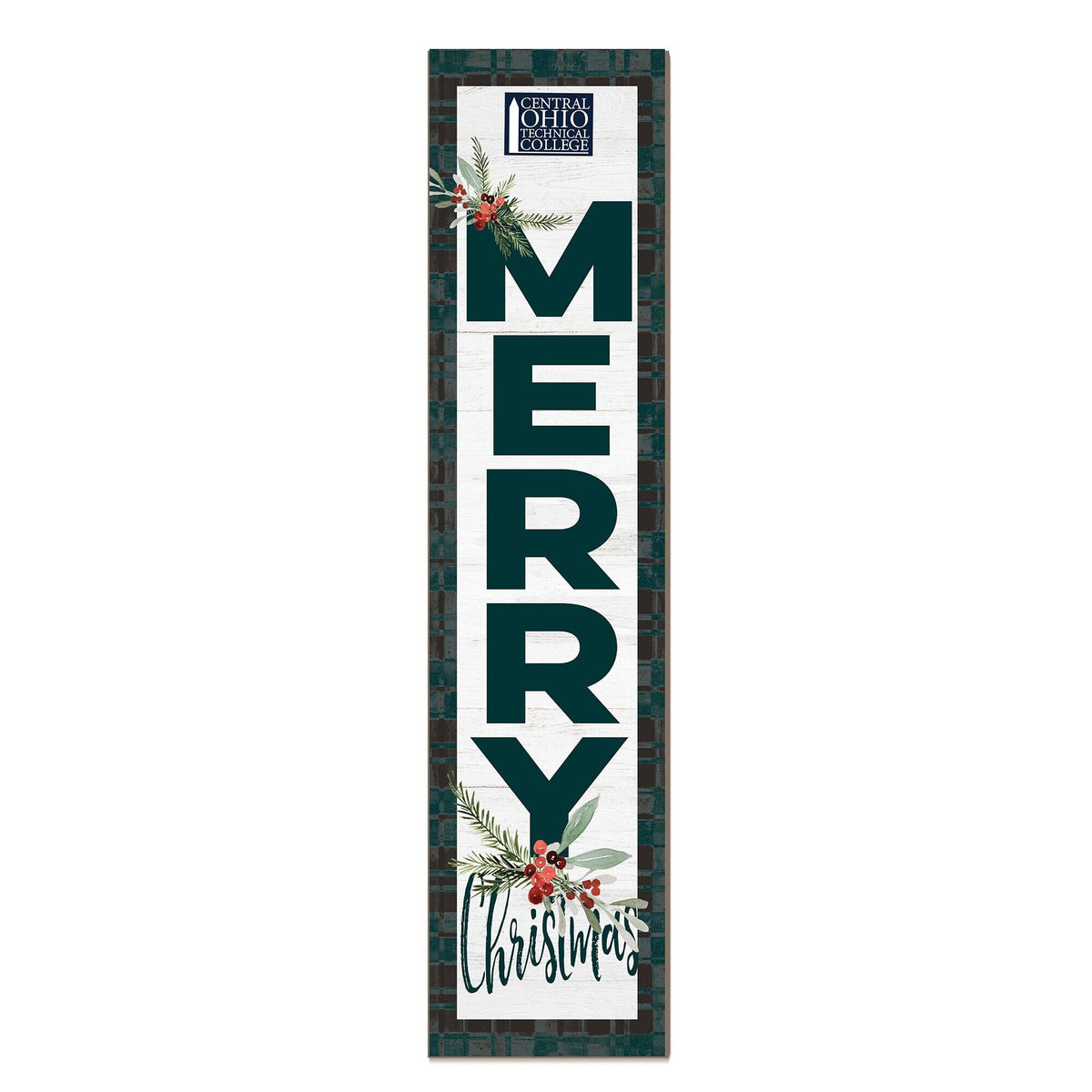 Jardine - Central Ohio Technical College 12'' x 48'' Outdoor Merry Christmas Leaner - White